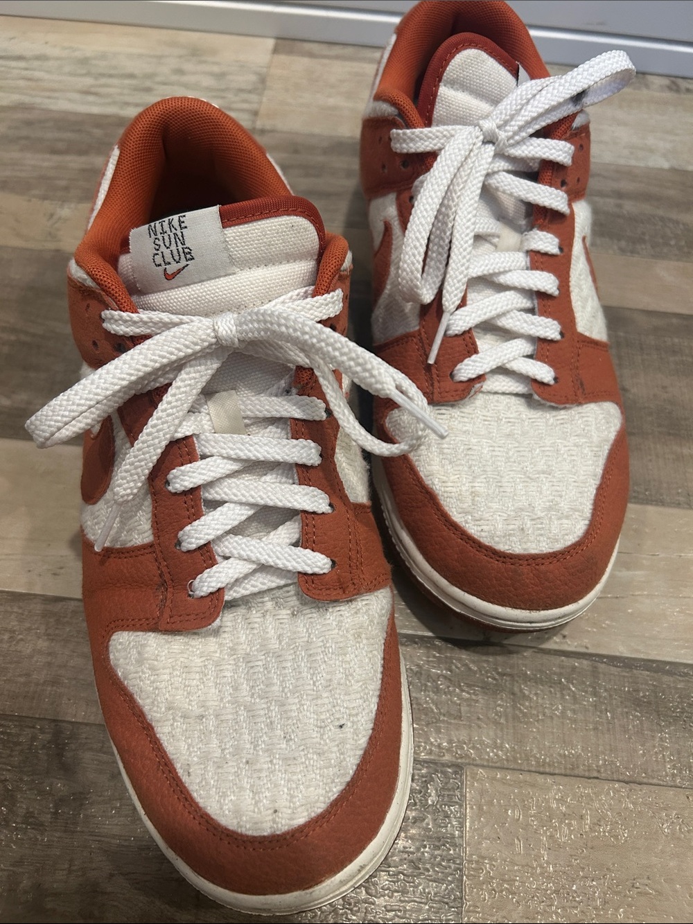Nike Sun Club Men’s Low-Top Sneakers in White and Rust Orange